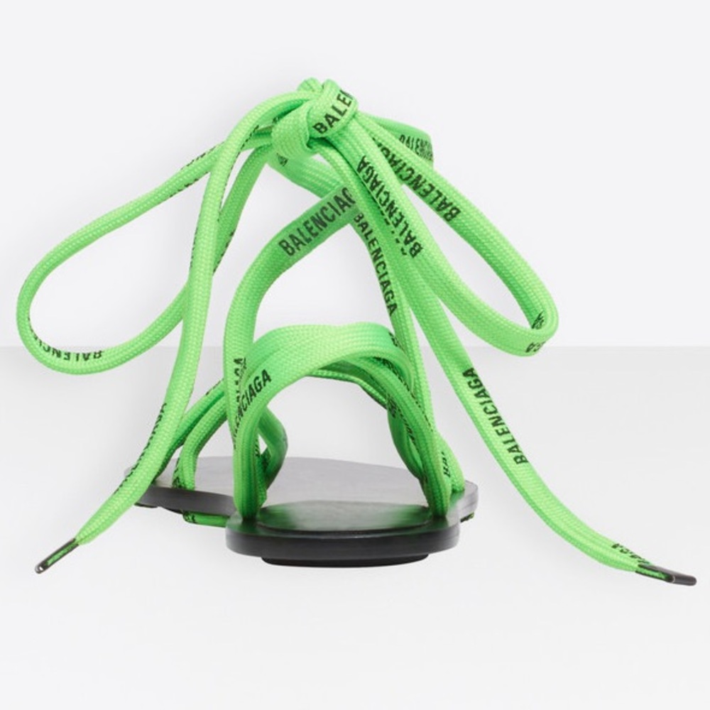 Balenciaga Flat Tie-Up Sandals w/ Printed Laces BN - Picture 7 of 8